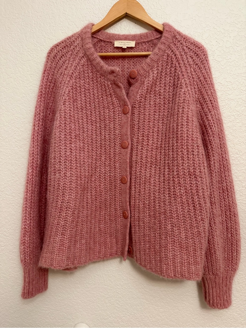 Sezane Emile Cardigan Mottled Pink - Size L